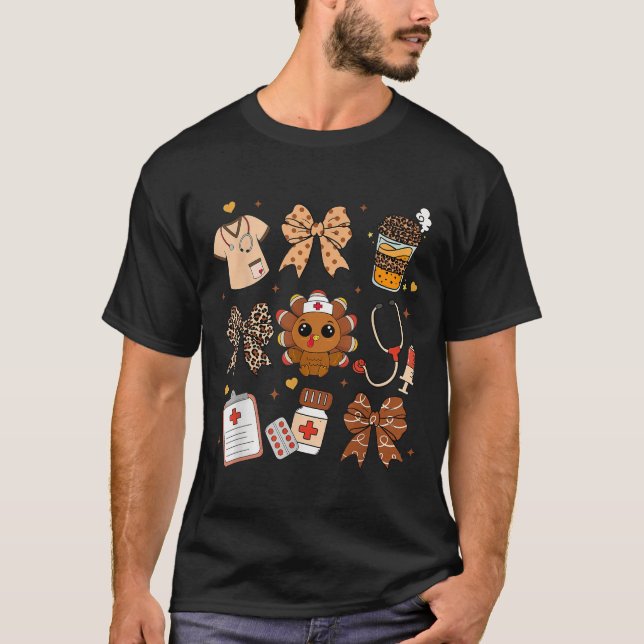 T-shirt Thankful Turkey Nurse Fall Stethoscope Coquette Th (Devant)