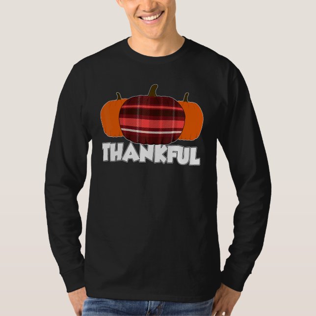 T-shirt Thankfull Thanksgiving Pumpkin Flannel (Devant)