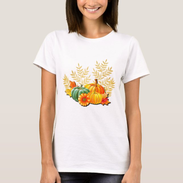 T-shirt Thankgiving Automne Maple Leaf et Sunflower (Devant)