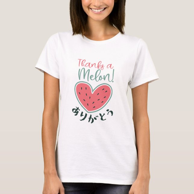 T-shirt Thanks a Melon Kawaii Heart Watermelon Japanese (Devant)