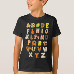 T-shirt Thanksgiving Alphabet Funny Turkey Fall Preschool