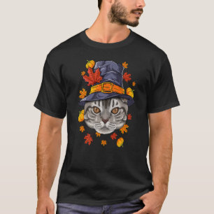 T-shirt Thanksgiving American Shorthair Pilgrime Costume F
