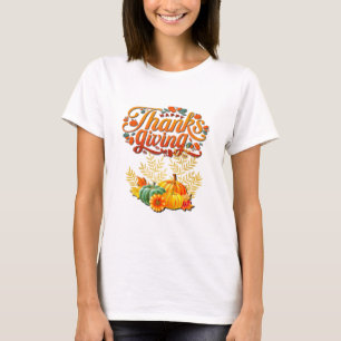 T-shirt Thanksgiving Automne Automne Maple Feuilles et cit