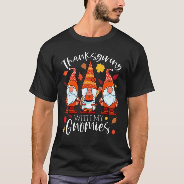 T-shirt Thanksgiving Avec Mes Gnomies Automne Gnomes Fall  (Devant)