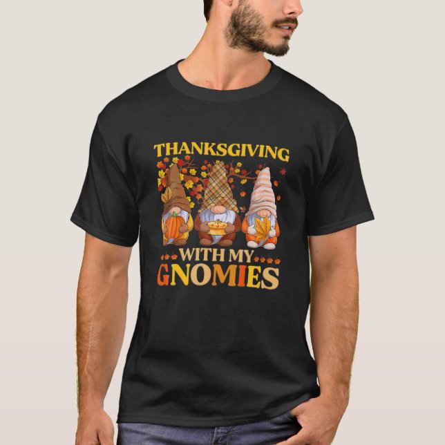 T-shirt Thanksgiving Avec Mes Gnomies D'Automne Gnomes Lov (Devant)