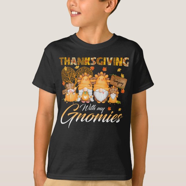 T-shirt Thanksgiving Avec Mes Gnomies Drôle Les Gnomes D'A (Devant)