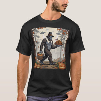 T-shirt Thanksgiving Bigfoot UFO Funny Sasquatch Turkey