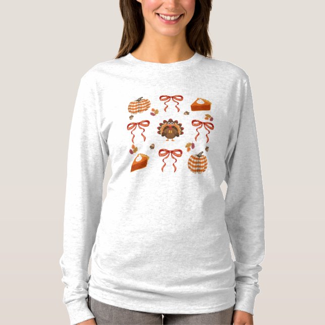 T-shirt Thanksgiving Bows Shirt (Devant)