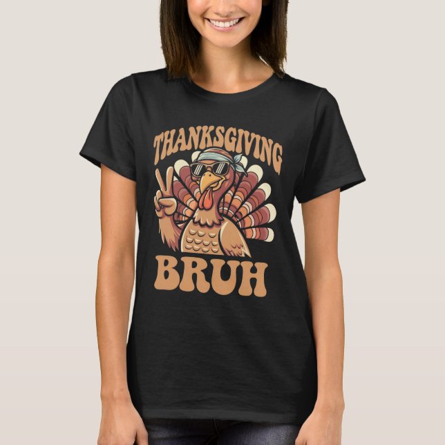 T-shirt Thanksgiving Bruh Funny Turkey Fall Boys (Devant)