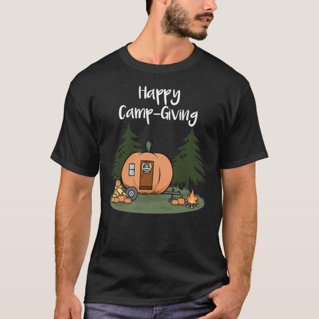 T-shirt Thanksgiving Camping Citrouille Pie Turquie Campfi (Devant)