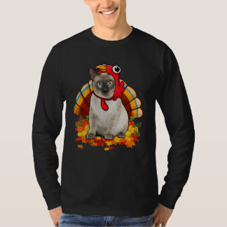 T-shirt Thanksgiving Cat Costume Turkey Fall Leaves Cat Ow