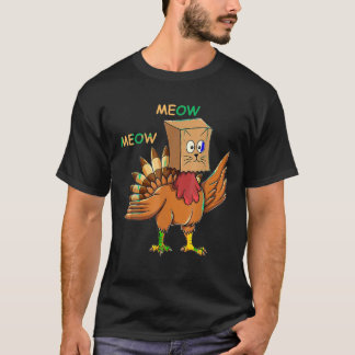 T-shirt Thanksgiving Cat Fake Cat Meow Drôle Thanksgiving