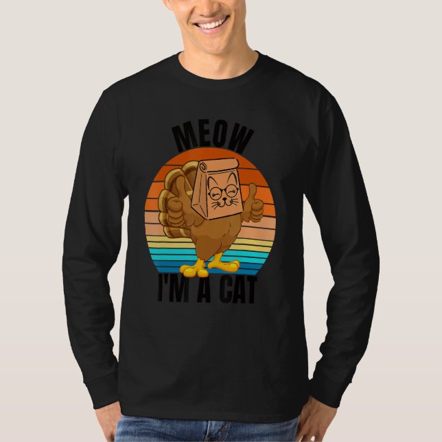 T-shirt Thanksgiving Cat  Fake Cat Meow Thanksgiving Turke (Devant)