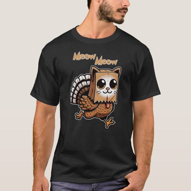 T-shirt Thanksgiving Cat Funny Fake Cat Meow Thanksgiving  (Devant)