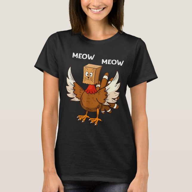 T-shirt Thanksgiving Cat Funny Fake Cat Meow Thanksgiving  (Devant)