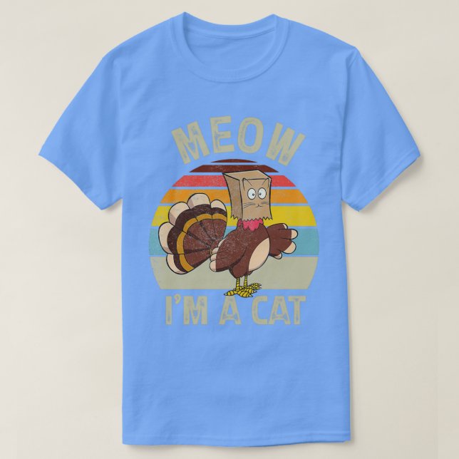 T-shirt Thanksgiving Chat Drôle Turquie Fake Chat Meow Im  (Design devant)