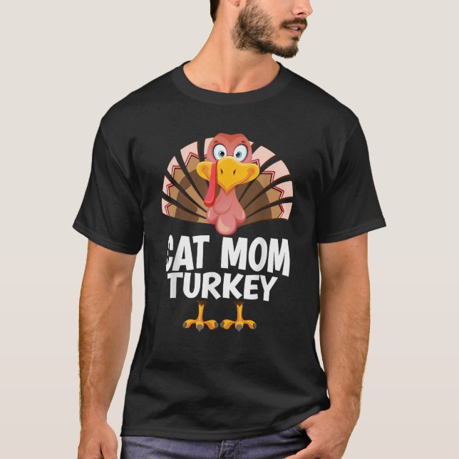 T-shirt Thanksgiving Chat Maman Turquie Correspondant Pyja (Devant)