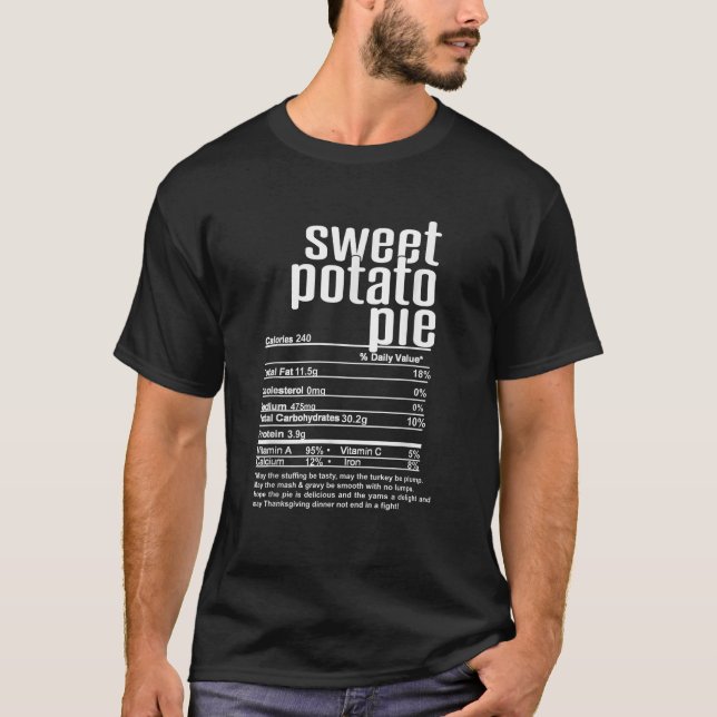 T-shirt Thanksgiving Christmas Sweet Potato Pie Nutritiona (Devant)