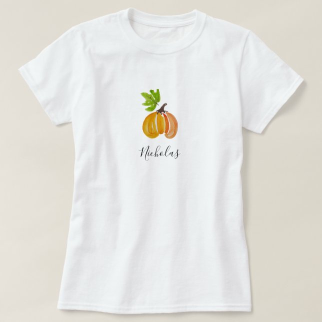 T-shirt Thanksgiving Citrouilles d'aquarelle personnalisée (Design devant)