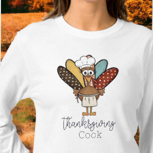 T-shirt Thanksgiving Cook Turquie Apron Chef Girl Drôle