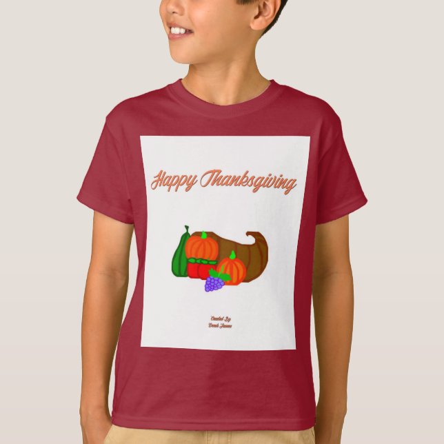 T-shirt Thanksgiving Cornucopia Boys Maroon Basic T Shirt (Devant)