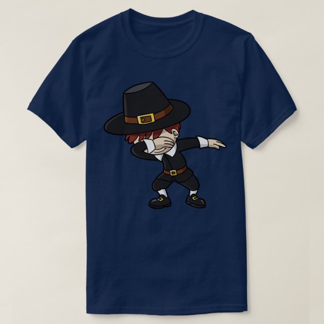 T-shirt Thanksgiving Dabbing Pilgrim Dab Dance Boys Kids (Design devant)