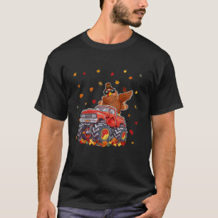 T-shirt Thanksgiving Dabbing Turkey Riding Monster Truck B