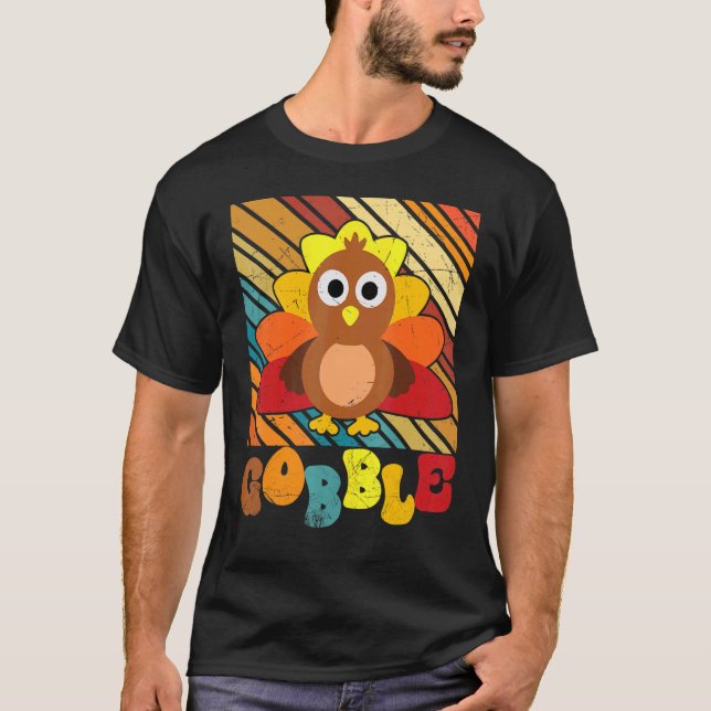 T-shirt Thanksgiving Day Cute Turkey Gravy Groovy Gobble F (Devant)