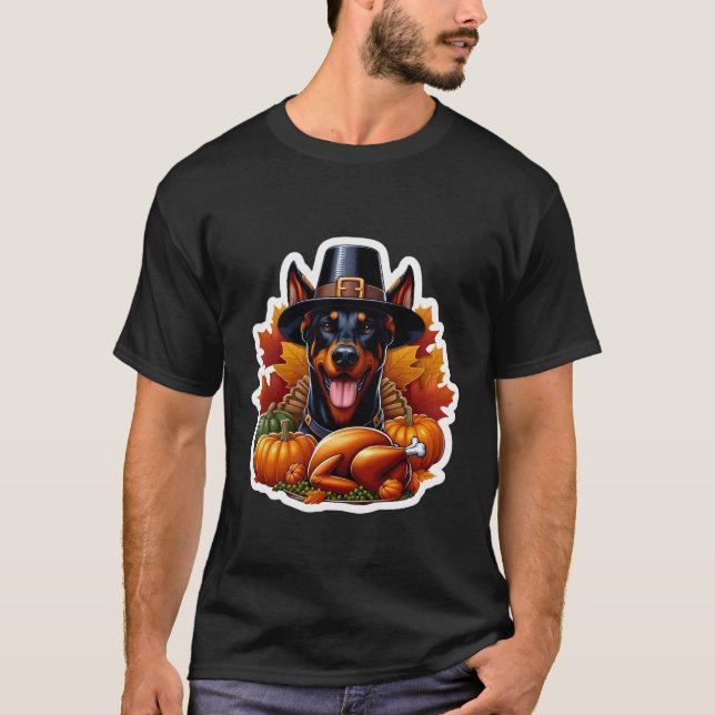 T-shirt Thanksgiving Doberman Pinscher Dog Owner Lover Fun (Devant)