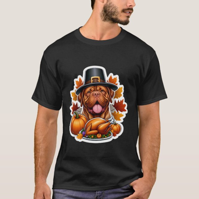 T-shirt Thanksgiving Dogue de Bordeaux Dog Owner Mom Dad L (Devant)