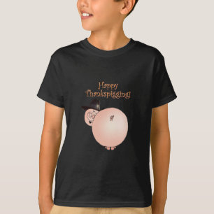 T-shirt Thanksgiving drôle de porc de bande dessinée de