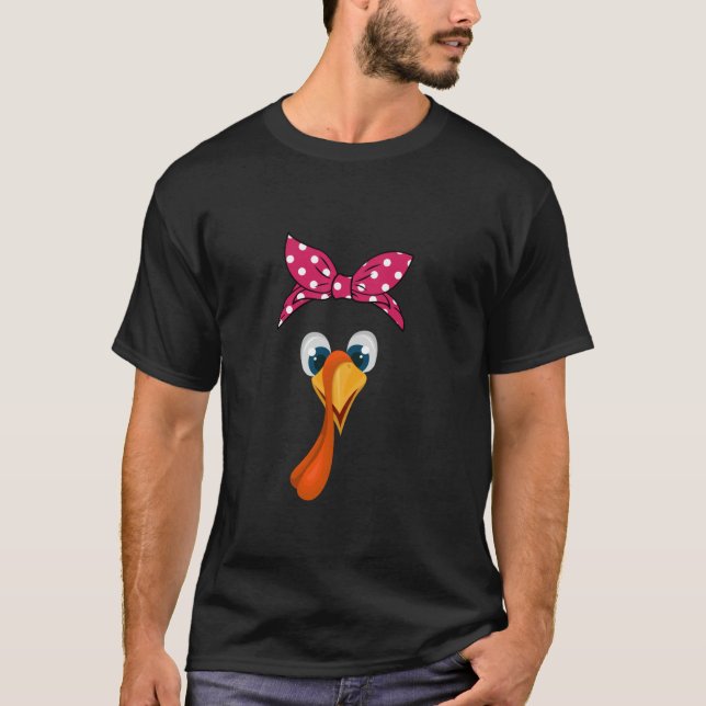 T-shirt Thanksgiving Drôle Turquie visage cadeaux de costu (Devant)