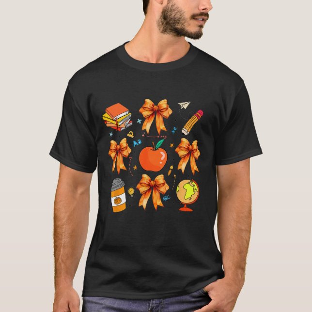 T-shirt Thanksgiving enseignant Coquette enseignant Bow Au (Devant)