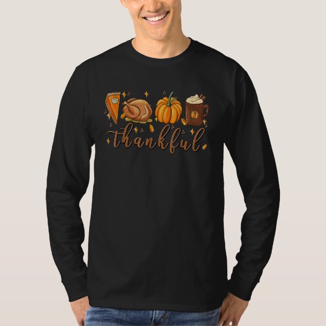 T-shirt Thanksgiving Fall Leopard Pumpkin Blessed Thankful (Devant)