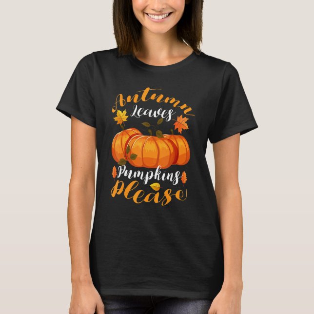 T-shirt Thanksgiving Fall Mom  Autumn Leaves and Pumpkin P (Devant)