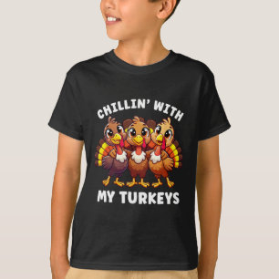 T-shirt Thanksgiving Famille Chillin Avec Mes Dindons Drôl