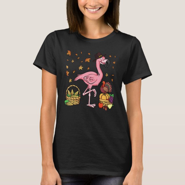 T-shirt Thanksgiving Flamant rose Turquie garçons filles f (Devant)