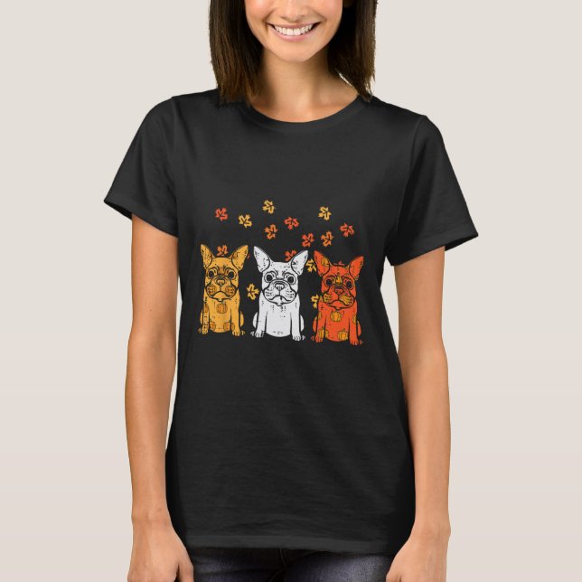 T-shirt Thanksgiving French Buldog Fall Frenchie Dog Men (Devant)