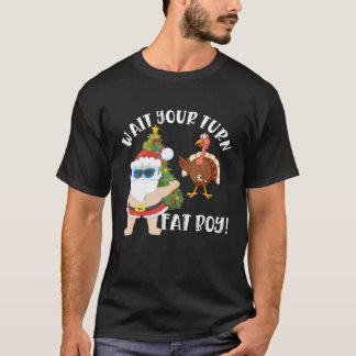 T-shirt Thanksgiving Funny Père Noël Turquie Gros garçon