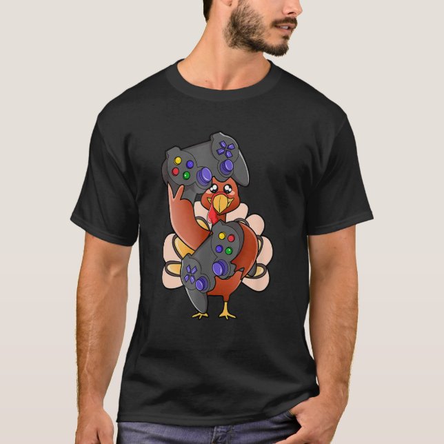 T-shirt Thanksgiving Game Controller Thanksgiving Boys Ga (Devant)