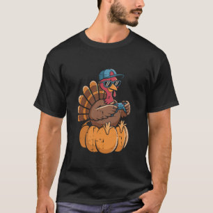 T-shirt Thanksgiving Gamer Turquie Funny Jeux Vidéos Garço