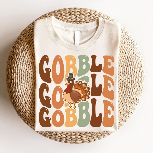 T-shirt Thanksgiving Gobble Turquie Famille Super (Thanksgiving Gobble Turkey Family Groovy T-Shirt)