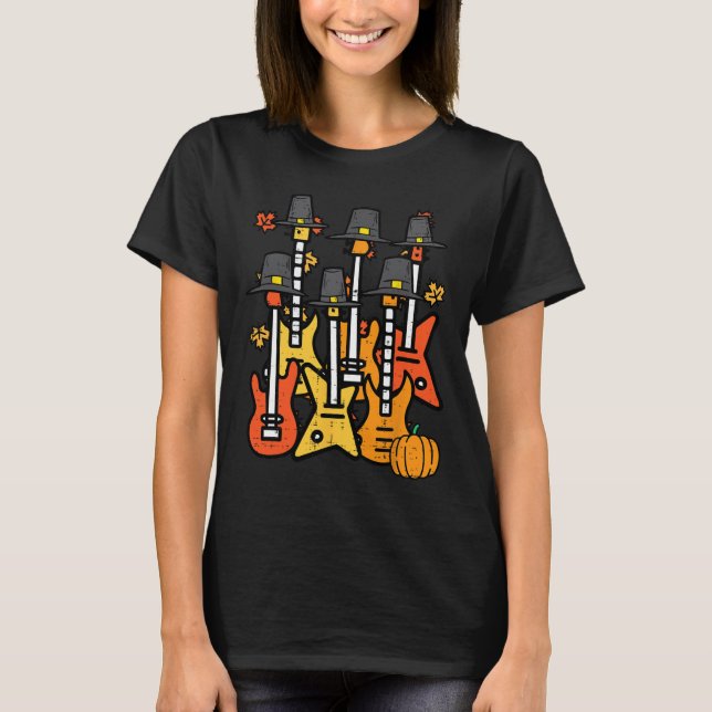 T-shirt Thanksgiving Guitares Fall Rock Music Riocker Men  (Devant)