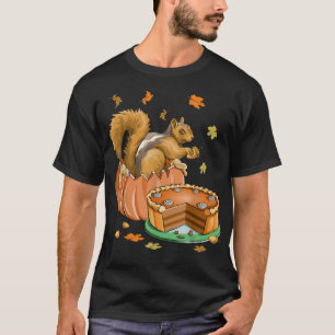T-shirt Thanksgiving Halloween Citrouille Squirrel Funn