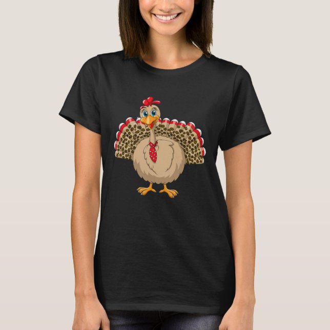 T-shirt Thanksgiving Leopard Turquie Thanksgiving automne (Devant)