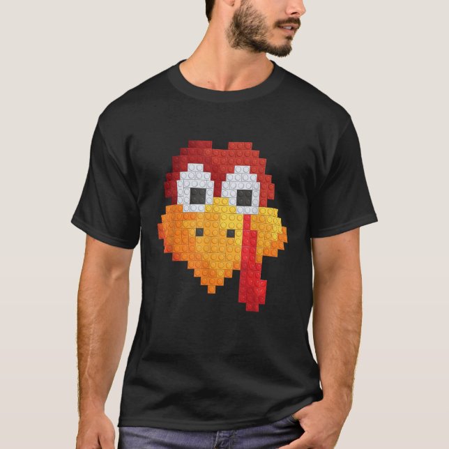 T-shirt Thanksgiving Master Builder turkey face Kid Buildi (Devant)