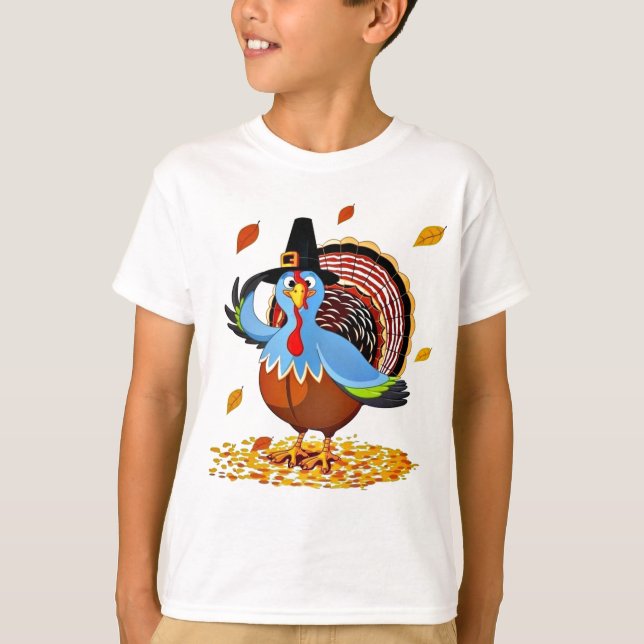 T-shirt Thanksgiving mignon drôle Turquie dans un (Devant)