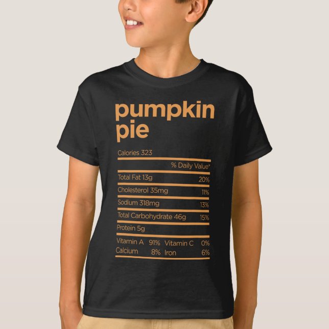 T-shirt Thanksgiving Nutrition Citrouille tarte Faits Fun  (Devant)