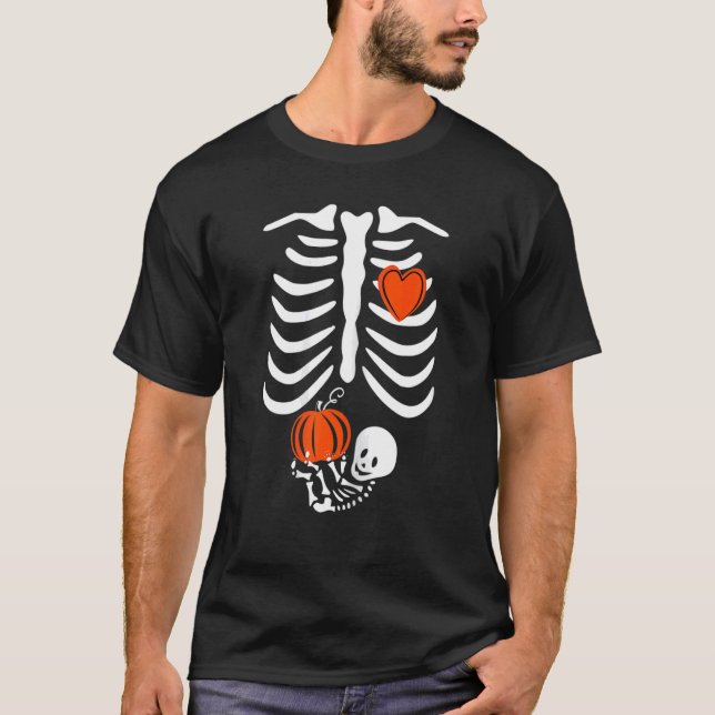 T-shirt Thanksgiving Pregnancy Faire-part Skeleton Baby (Devant)