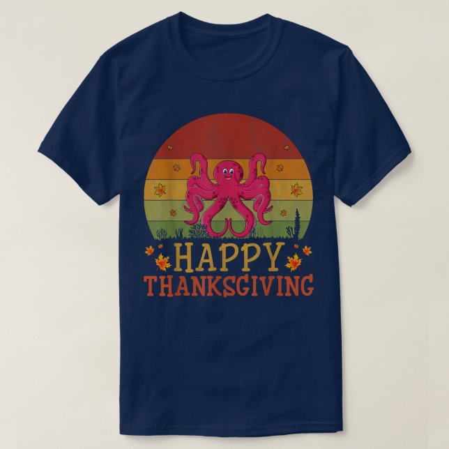 T-shirt Thanksgiving Retro Style Octopus Amateurs Thanksgi (Design devant)